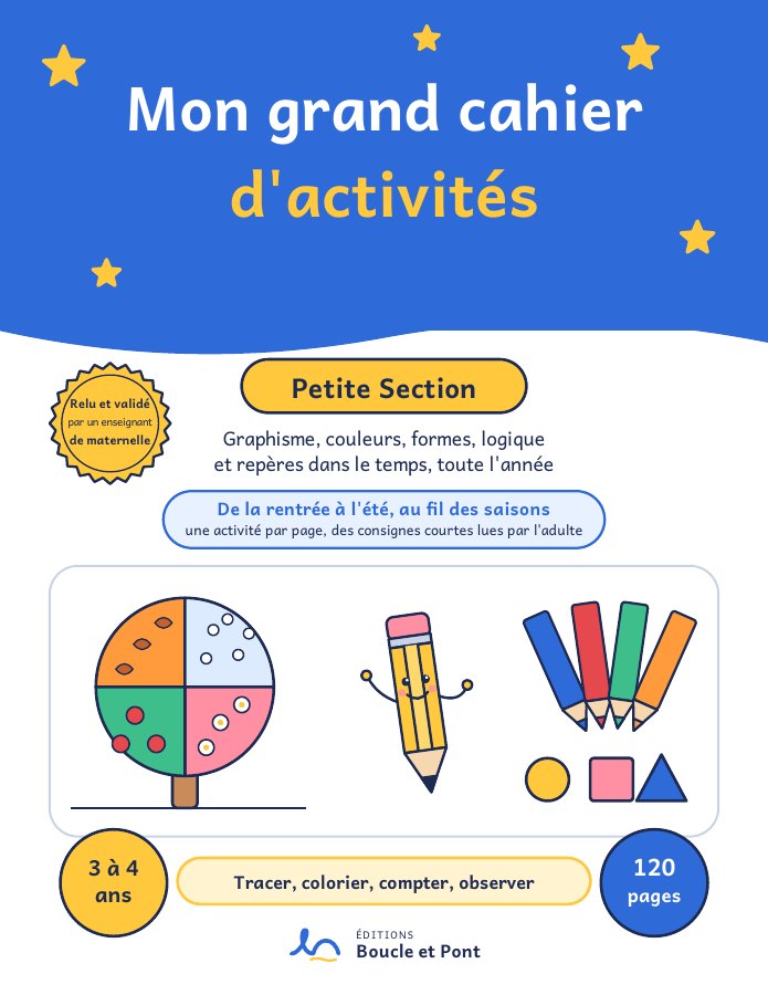 Couverture du livre Mon grand cahier d'activités Petite Section, Camille Roussel